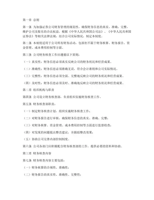 证券公司财务核查制度范本