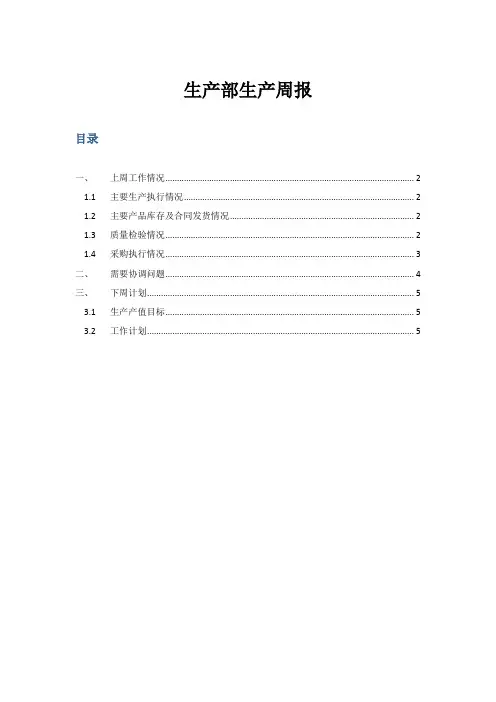 生产部生产周报模板