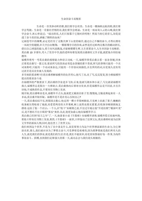 生命因奋斗而精彩