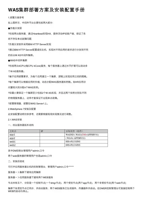 WAS集群部署方案及安装配置手册