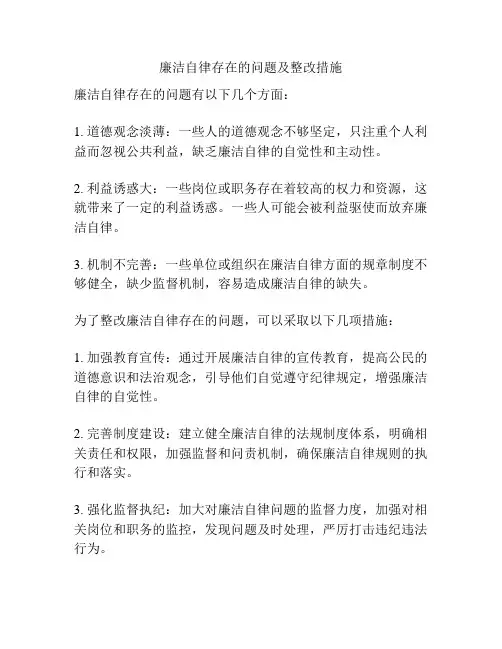 廉洁自律存在的问题及整改措施