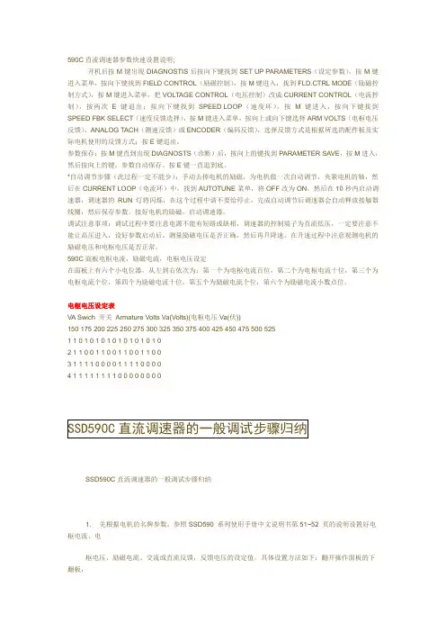 590C直流调速器参数快速设置说明