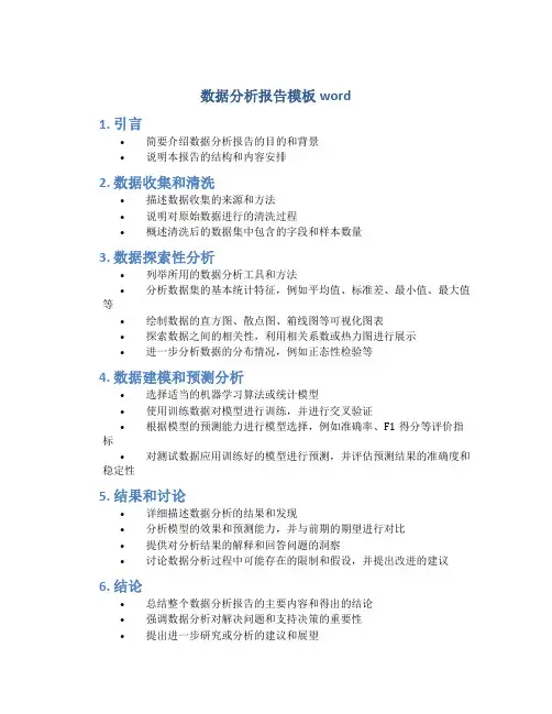数据分析报告模板word