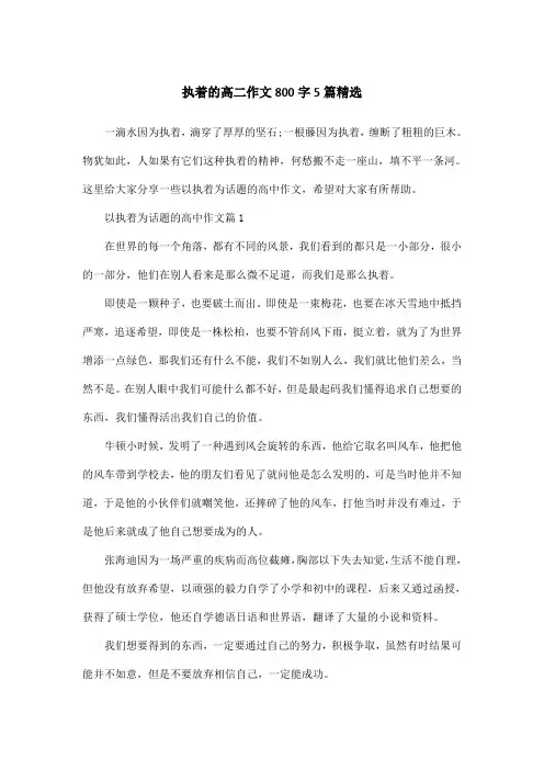 执着的高二作文800字5篇精选
