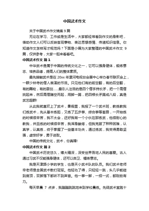 关于中国武术作文锦集9篇