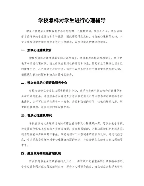 学校怎样对学生进行心理辅导