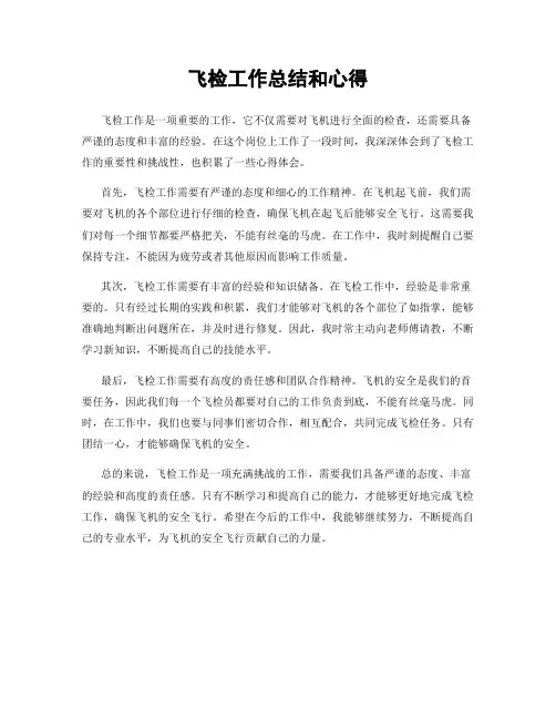 飞检工作总结和心得
