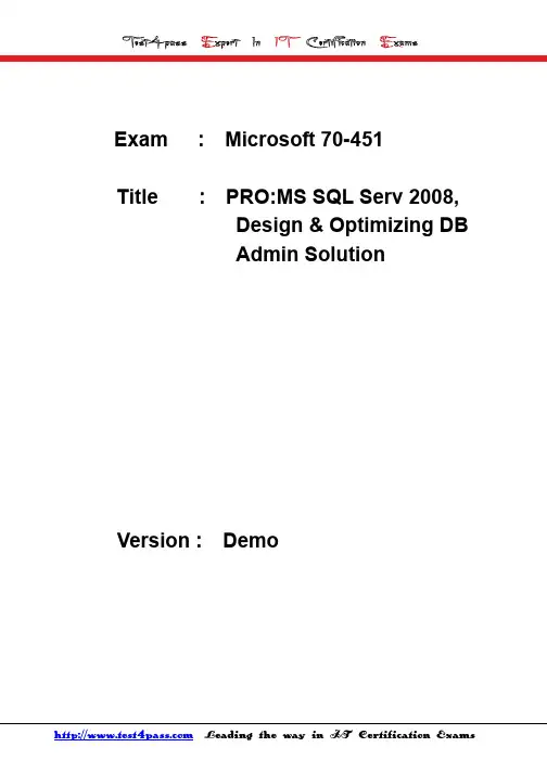 Test4pass 70-451 exam dumps questions answers