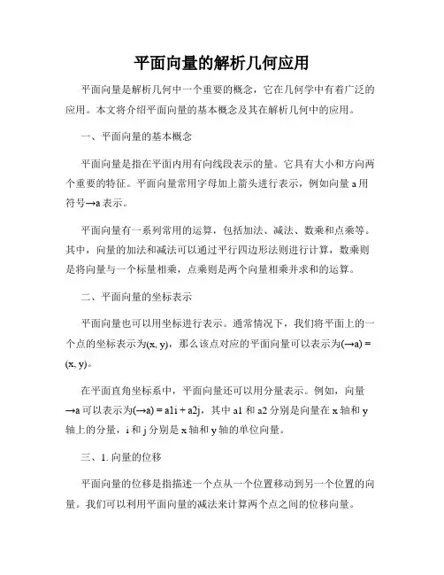平面向量的解析几何应用