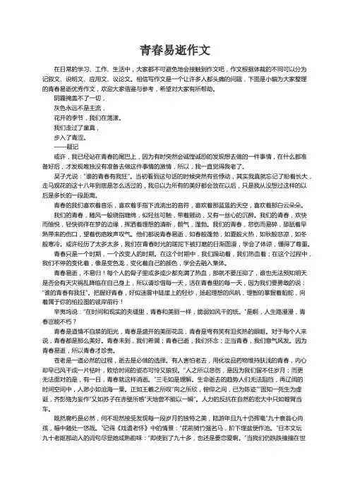 青春易逝优秀作文11篇