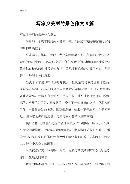 写家乡美丽的景色作文6篇