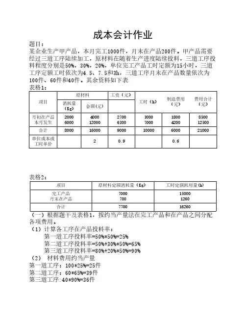 成本会计作业
