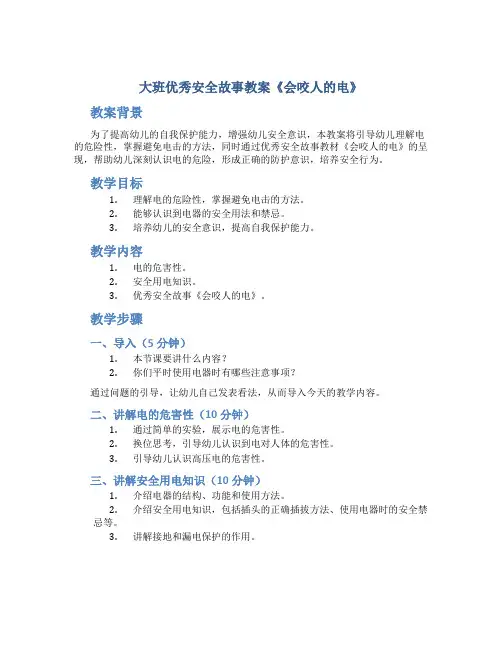 大班优秀安全故事教案《会咬人的电》