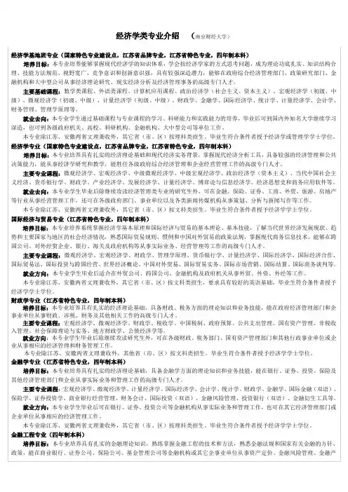 经济学类专业介绍