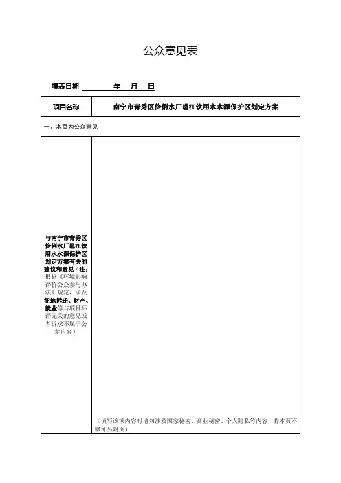 公众意见表
