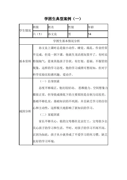 学困生案例