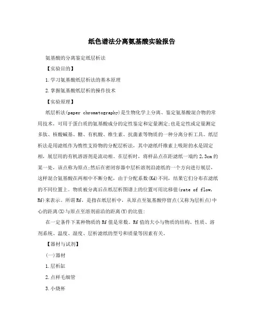 纸色谱法分离氨基酸实验报告
