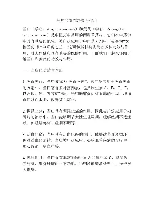 当归和黄芪功效与作用