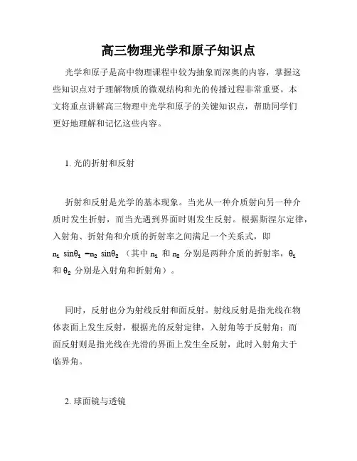 高三物理光学和原子知识点