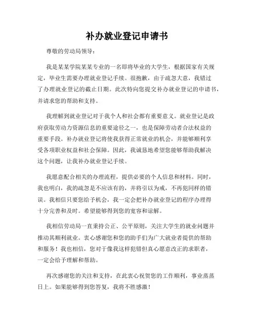补办就业登记申请书