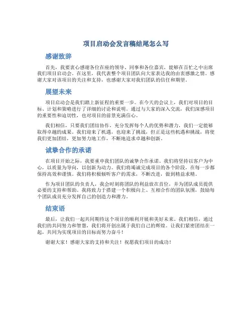 项目启动会发言稿结尾怎么写