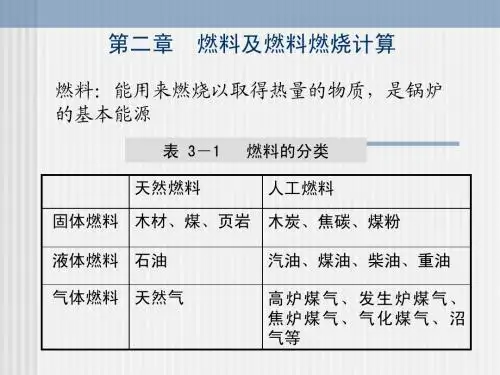 燃料及燃料燃烧计算