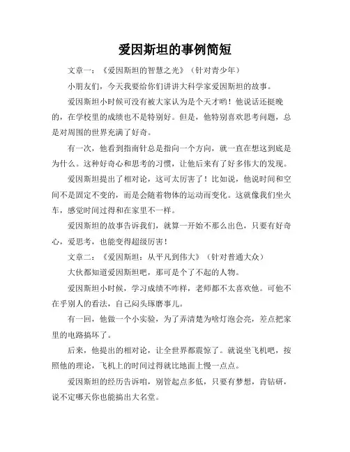 爱因斯坦的事例简短
