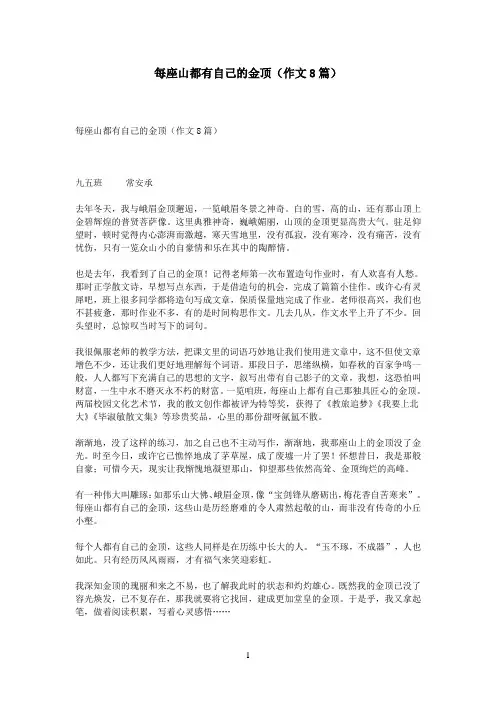每座山都有自己的金顶(作文8篇)