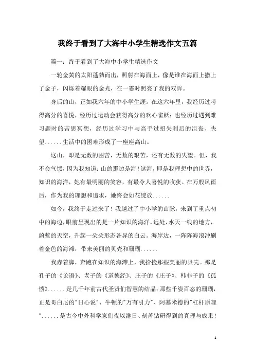 我终于看到了大海中小学生精选作文五篇
