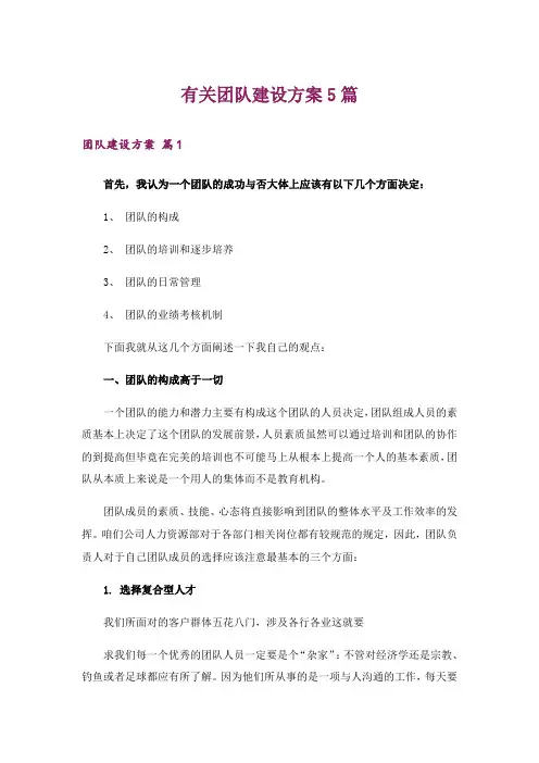 有关团队建设方案5篇
