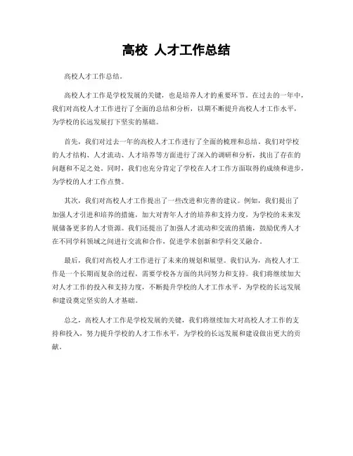 高校 人才工作总结