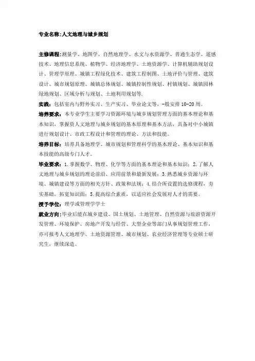 人文地理与城乡规划专业介绍