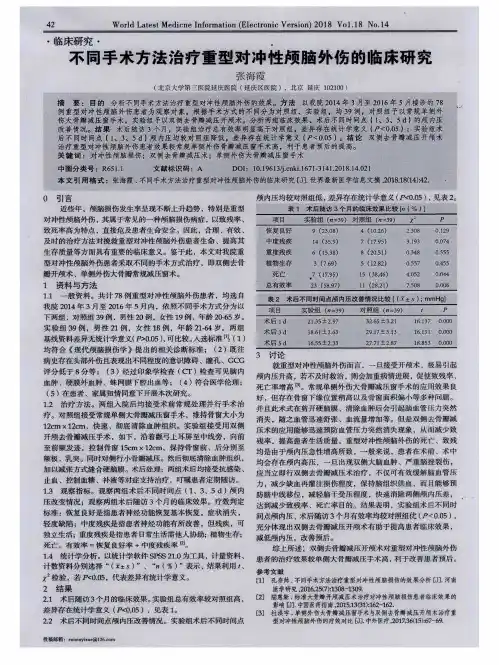 不同手术方法治疗重型对冲性颅脑外伤的临床研究