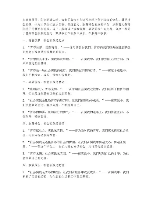 暑期社会实践金句