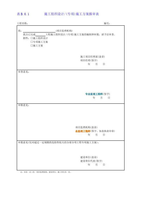 表格建设工程监理规范GBT50319-2013