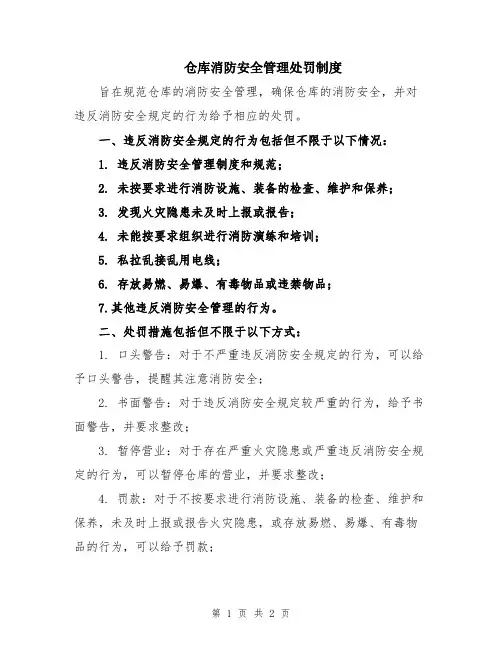 仓库消防安全管理处罚制度