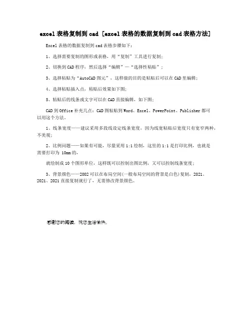 excel表格复制到cad [excel表格的数据复制到cad表格方法]