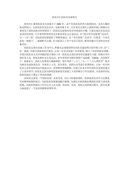 徐州百汇医院党支部简介