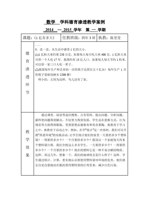 14-15(1)四年级学科德育渗透表