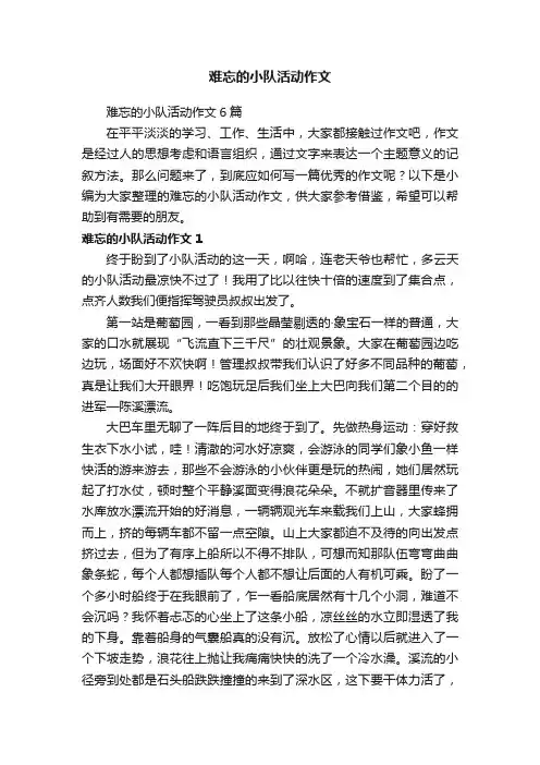 难忘的小队活动作文6篇