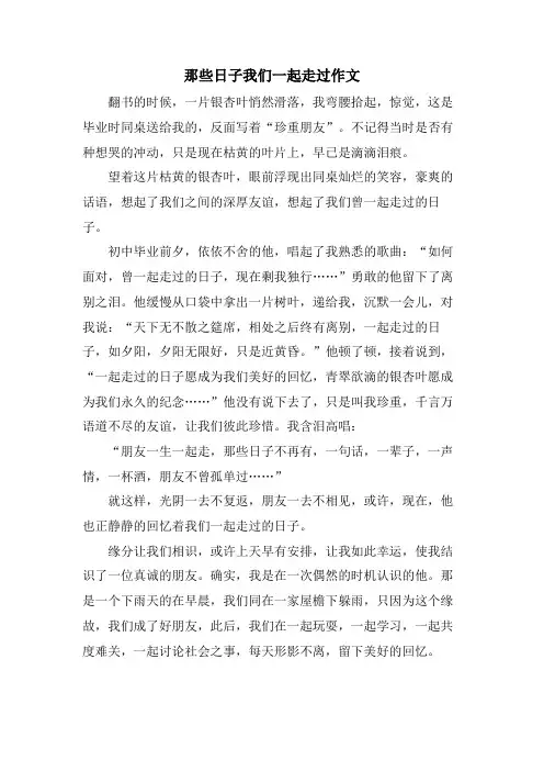 那些日子我们一起走过作文