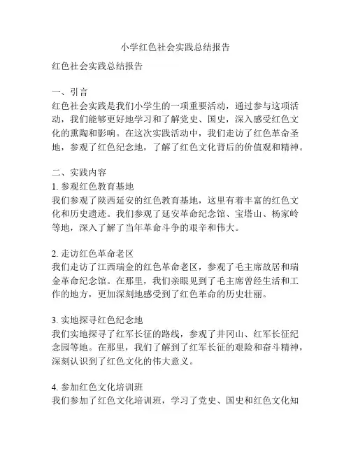 小学红色社会实践总结报告