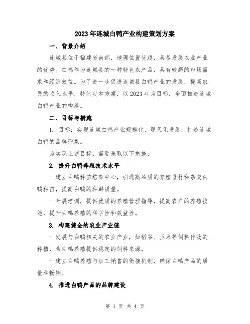 2023年连城白鸭产业构建策划方案