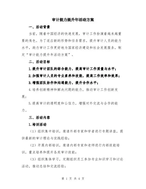 审计能力提升年活动方案