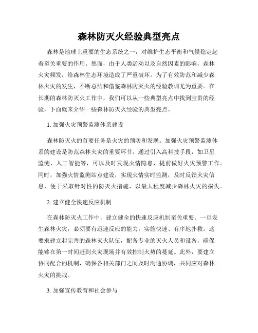 森林防灭火经验典型亮点