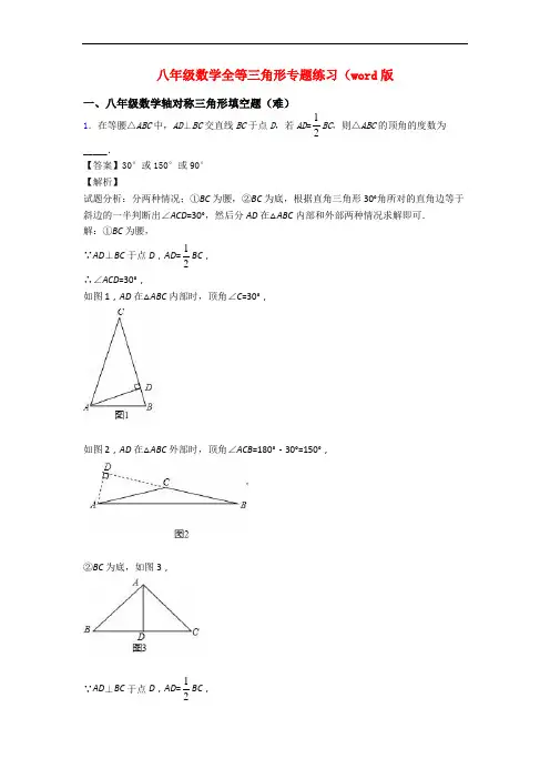 八年级数学全等三角形专题练习(word版