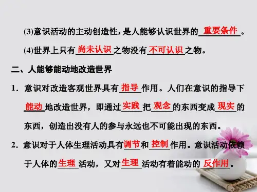 高中政治第五课把握思维的奥妙第二框意识的作用课件新人教版必修