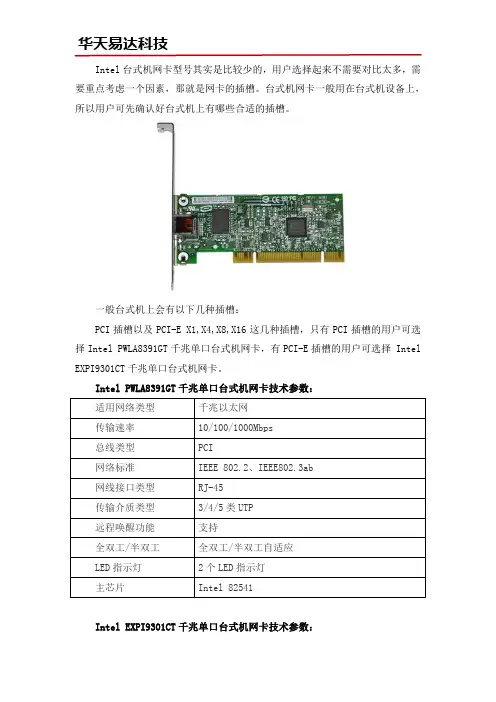 Intel台式机网卡应该选择哪种？