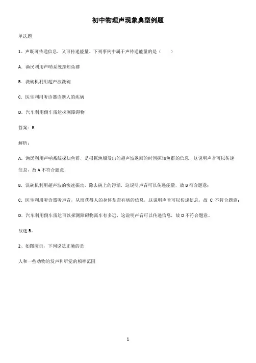 初中物理声现象典型例题