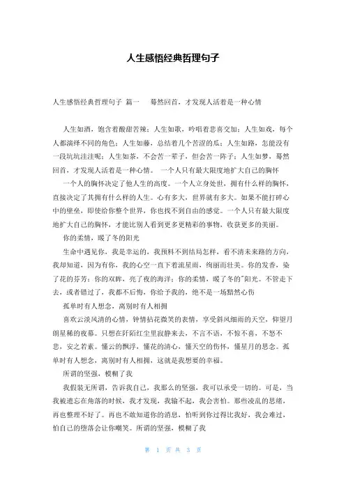 人生感悟经典哲理句子